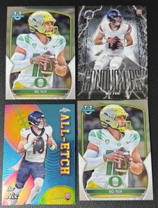 Bo Nix 4-Card Rookie Football Card Lot