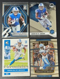 Amon-Ra St. Brown 4-Card Rookie Football Card Lot