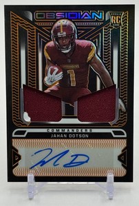 Jahan Dotson 2022 Obsidian Rookie Jersey Ink Electric Etch Orange 3699 Rookie Football Card No. RJI-JDO