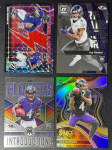 Zay Flowers 4-Card Rookie Parallel Football Card Lot