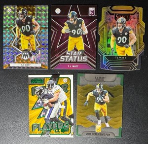 TJ Watt 5-Card ParallelNumbered Football Card Lot