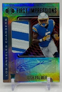 Josh Palmer 2021 Illusions  First Impressions Green Rookie Patch Auto 1010 Football Card No. 129