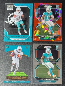 Jaylen Waddle 4-Card Rookie Football Card Lot