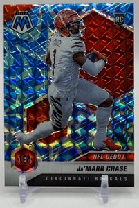 Jamarr Chase 2021 Mosaic Reactive Blue Rookie Football Card No. 247