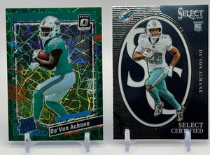 Devon Achane 2-Card Rookie Football Card Lot