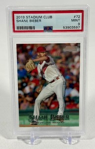 Shane Bieber PSA 9 Mint Graded Slab 2019 Stadium Club #72 Baseball Card