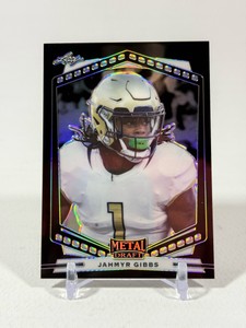 Jahmyr Gibbs RC 2022 Leaf Draft Metal Portrait Black #P-JG1 Rookie Football Card