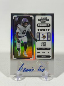 Lewis Cine Auto RC 2022 Contenders Optic Rookie Ticket Silver #185 Minnesota Vikigns Football Card