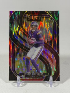 Justin Jefferson 2024 Select Premier Level Red and Black Shock #174 Minnesota Vikings Football Card