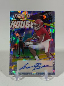 Treylon Burks Numbered 77 Bookend Auto 2022 Leaf Valiant #TH-TB1 Take it to the House Crystal Platinum Blue Football Card