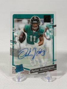 Parker Washington RC Auto 2023 Clearly Donruss #77 Rookie Football Card