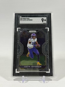 Justin Jefferson RC SGC 9 Mint Graded Slab 2020 Prizm #398 Rookie Minnesota Vikings Football Card