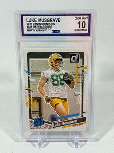 Luke Musgrave Graded 10 Gem Mint Slab 2023 Donruss Rated Rookie #337 Green Bay Packers Football Card