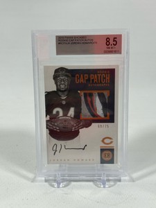 Jordan Howard RPA 75 2016 Encased Rookie Cap Patch Autos #RCPAJH Beckett Graded 8.5 NM-MT Slab Numbered 6975 Football Card