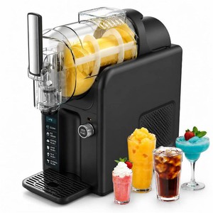 $139 Slushie Machine for Home,No Ice Needed Slushy Machine & Frozen Drink Machine,6 Presets,Real-Time Temp Display,Auto-Clean Slushy Maker Machine for Margaritas,Frappes, Milkshakes,Party Size (Black) | Touch Screen