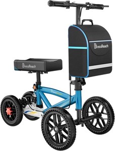 $144 BlessReach Foldable All Terrain Knee Scooter for Adults for Foot Injuries | 300lbs Foldable Leg Knee Scooter, Disc Brake System, 13" Cozy Knee Pad, Knee Scooter for Broken Ankle Foot Injuries Recovery