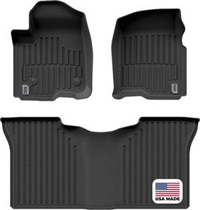 $120 Smart Choice Car Floor Mats Custom fit for 2019-2026 Chevrolet Silverado2019-2026 GMC Sierra - Made in USA - Black - Full Set 1st & 2nd Row