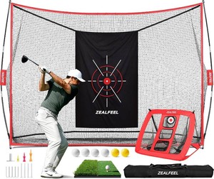 $120 ZEALFEEL Golf Net, 10x7ft Practice Net with Chipping Net, Foldable Mat, Silk Target, 8 Tees, 6 Balls, Carry Bag, Golf Hitting Nets for Backyard Driving Chipping Indoor Outdoor Use