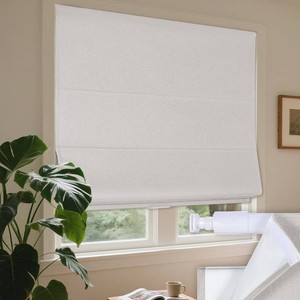 Grandekor Greyish White No Drill Cordless Roman Shade,23 W x 64 H  Blackout Privacy Roman Blinds,Thermal Insulation Fabric,Easy Install for Indoor Windows,Home,Living Room,Bedroom