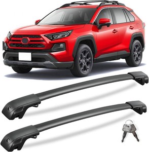 KINGGERI 300lbs Roof Rack Cross Bars Compatible with 2019-2025 Toyota RAV4 AdventureTRD Off-Road with Raised Side Rails, Lockable Heavy Duty Aluminum Roof Rails Crossbars Luggage SUV Accessories