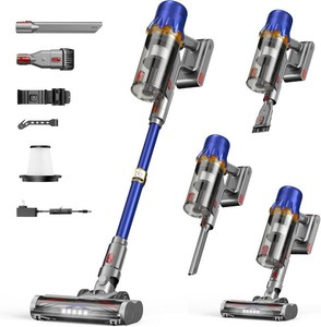 $168 Cordless Vacuum Cleaner for Home - Powerful Stick Vacuum with HEPA Filter, 55-Min Runtime, LED Light, Anti-Tangle Brush, Detachable Battery,Lightweight Vacuum for Pet Hair,Carpets & Hard Floors