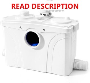 $170 1.2HP Macerator Pump with PCB Function Toilet Pump Utility Sink Pump Upflush to 32.8FT 2500GPH Macerating Toilet System with 4 Water Inlets 1 Outlets for Toilet Sink Shower Laundry Kitchen Basement