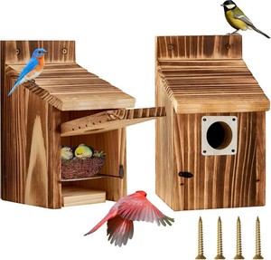8 PACK, Bird Houses for Outside, Outdoors Birdhouse Feeder for Bluebird,Cardinal,Purple Martin and Sparrow,Wooden Cedar Hanging Birds Nest,Easy to Clean,No Assembly Needed