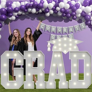 $150 2026 Graduation Decorations GRAD Letters 3FT Class of 2026 Graduation Party Decor Ornaments Large Marquee Light up Letter Sign Kindergarten Preschool High School College Pre-cut Foam Board Pack of 5
