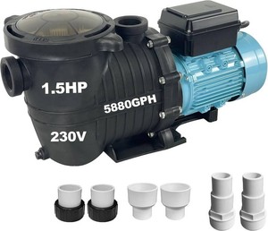 $290 Variable 3-Speed Pool Pump 230V 1.5HP 5880GPH Programmable Pump  1.5 HP Multiple Speed Programmable Pool Pumps, Fits both 1.5 inch Pipe 2.0 inch Pipe and 1.25 inch Hose, For 230V Power ONLY