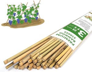 GAGINANG Natural Bamboo Garden Stakes, 3FT Trellis Plant Support 25Pcs  3FT sturdy longer bamboo sticks for trellis, support tomato, vegetables, beans, trees and climbing plants indoor & outdoor.