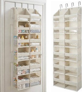 UPGRADED Over The Door Organizer, 6 Tiers Hanging Storage - Extra Thick 100D Fabric, 65lbs Huge Capacity, 12 Mesh Side Pockets, Over The Door Shoe Organizer & Hanging Closet Organizer (Ivory, XL)