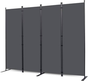 Room Divider, 4 Panel Folding Privacy Screens with Wider Feet, Grey  88 W X 71 H Room Divider Panel, Stable Frame Structure, Flexible Space Separator, Portable wall divider for Room Partition