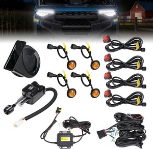 KEMIMOTO UTV Turn Signal Kit with Column Switch and Horn, 8 Hazard Lights  Plug-and-Play Pre-wired Street Light Street Legal Blinker Kit Compatible with Polaris Ranger, RZR, Can-Am, CFMOTO