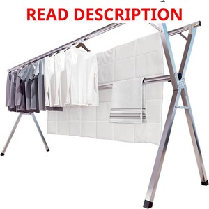 JAUREE 95 Inches Clothes Drying Rack, Drying Rack Clothing Folding Indoor Outdoor, Heavy Duty Stainless Steel Laundry Rack, Foldable Portable Large Clothes Rack Garment Rack with 20 Windproof Hooks