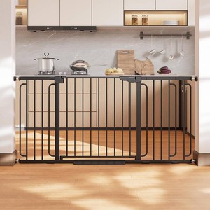 $133 Cumbor 36.6-64 in Extra Wide Baby Gate for Stairs, Dog Gate Indoor, Black  Moms Choice Awards Winner, Double Lock for Doorways, Auto Close Child Gate for Toddler & Pets, Pressure or Hardware Mounted