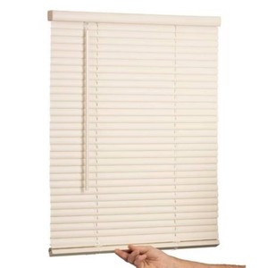 Lotus & Windoware Cordless 1 Vinyl Mini Blind Light Filtering Horizontal Blind, 59 Width x 60 Length, Alabaster, Smooth