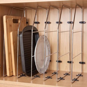 Blulu 6 Pcs Baking Sheet Organizer 18 x 20 Tray Dividers for Cabinets Kitchen Cabinet Dividers Vertical for Baking Sheets Chrome Pan Rack Storage Wires for Kitchen Cupboards (Silver)