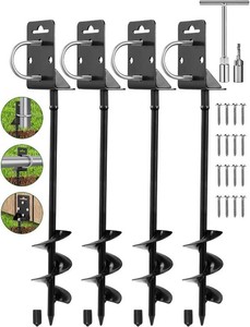 Ground Anchors Screw in,28 Set of 4 Mobile Home Anchors,Storage Shed Anchor Kit with Drill Bit,Ground Anchors Heavy Duty for Shed, Trampolines,Camping, Swing Sets