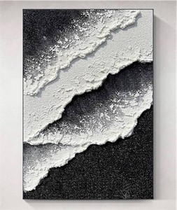 NANKAI Art A thickly Textured White Abstract Oil Painting Depicting a Beach Wave Landscape. Artwork Suitable for Decorating The Interior Wall as a Decorative Piece 28x40 inches