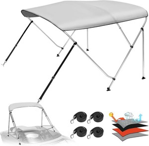 $120 Solim 3 Bow Bimini Top with 1 Aluminum Frame, 1200D Oxford Waterproof Sun Shade Canvas,