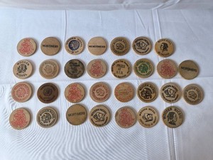 Large 30 piece lot of Vintage Wooden Nickels