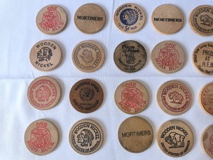 Large 30 piece lot of Vintage Wooden Nickels