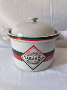 Retro Tabasco ceramic cooking pot with spoon