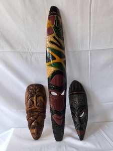 Vintage Hand carved masks-lot of 3