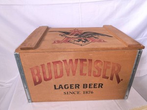 Budweiser Hinged Crate,15 beer cans ,and Certificate
