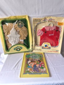 Vintage Cabbage Patch Doll clothing, and book