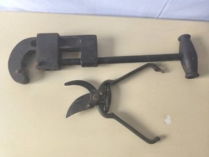 Vintage clamp and vintage pruning shears