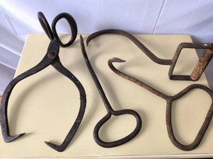 Vintage Hay Bale Hooks and Ice Tongs