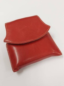 Vintage Majestic Red Leather Compact and Brush Vanity Set in Pouch