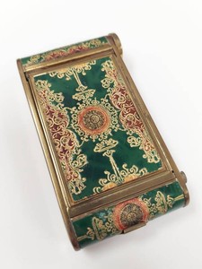 Vintage Kamra-Pak Green Tooled Leather Vanity Compact Manicure Set